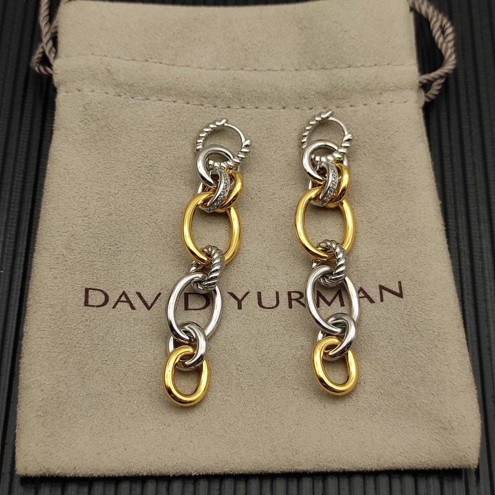 David ✨Yurman Two-Tone Gold and Silver Link Drop Earrings